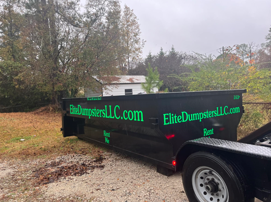 An Elite Dumpsters LLC 13-yard dumpster ready for delivery and pickup 