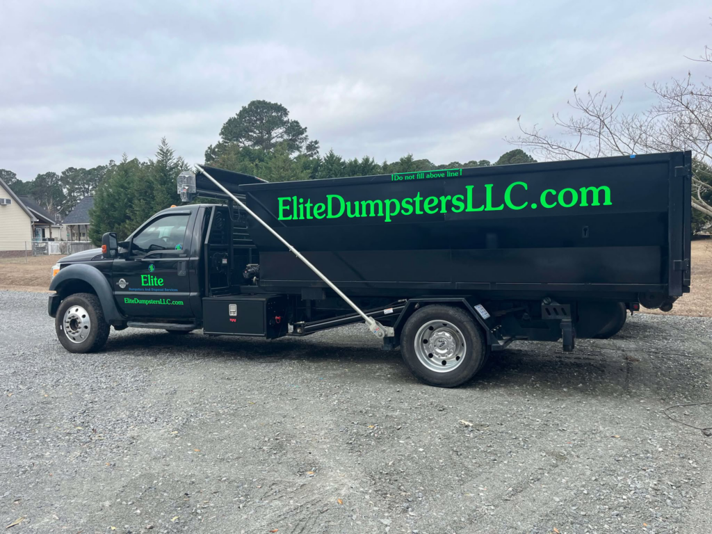 A dumpster truck on the street