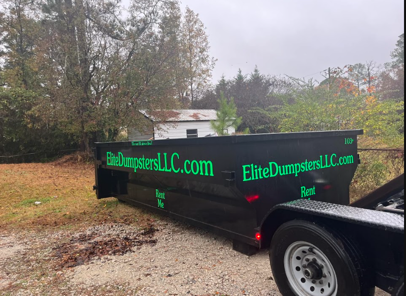 A black dumpster for rent 